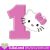 Kids Cute Kitty with number One Machine embroidery design
