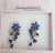 Dark blue floral earrings Navy blue rhinestone dangle earrings