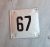 Old street number sign 67 house address plaque vintage