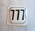 House address number plaque 777 – Soviet street white black number plate vintage