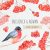 Watercolor Bullfinch and Rowan Clipart.Christmas Clipart.Winter Red Berry Illustration PNG