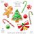 Merry Christmas Set Clip Art. Gingerbread, Lollypop, Tree.