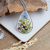 Real flower necklace with wildflowers. Pressed flower pendant