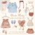 Vintage Baby Girl Clothes Watercolor PNG Clipart Set
