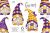 Gnomes clipart png, violet and orange, сute characters