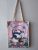 Strong reusable beige tote bag, cotton canvas bag with cats