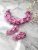 Pale pink floral jewelry set, 1 bracelet and earrings