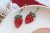 Dainty strawberry earrings, dangle embroidered earrings