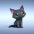 3d Papercraft–Black Kitten–PDF SVG DXF Templates