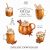 Watercolor autumn clipart, pumpkin drinks, fall, thanksgiving