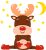 An illustration of a cute cartoon sleeping Rudolph fawn