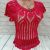 Red cotton crocheted top, halter top, lace top, ladies top