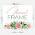 Watercolor Rose Floral horizontal Frame. PNG. Digital download