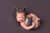 Newborn bat bonnet and stuffed toy bat. Knitted baby photo prop