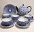 Lomonosov Coffee Tea Set Grid Cobalt Blue. Vintage Porcelain LFZ