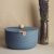 Blue rope basket with flat lid for home decor