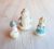 Old Soviet plaster Christmas toys – vintage Russian small decor dolls: Santa, Snowgirl & Snowman