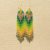 Green Gold Beaded Earrings Fringe Earrings