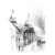 Paris wall art print, black and white drawing, 21×30 cm