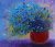 Blue abstract flowers in a vase on canvas 15*13 inches