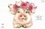 Pink pig with roses clipart PNG, floral crown pig with flowers