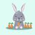Illustration with cute cartoon bunny. Element for print, postcard and poster.