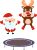 Illustration of cute cartoon santa and Rudolph jumping on a trampoline