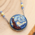 Starry night embroidered necklace, handmade art necklace