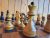 Old Russian chess set 1960s – wooden knights & finials