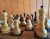 Russian vintage chess set: chess pieces Yunost + wooden Mordovian chess board