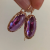 Rare vintage 14K Earrings with Amethyst Cabochon USSR 583 Rose Gold Soviet Retro Russian